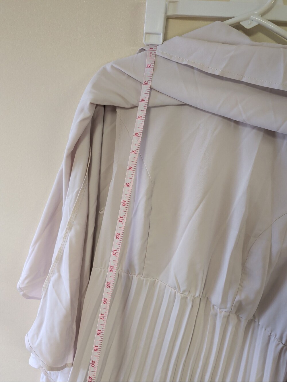 Uoozee XL Elegant Pleated Long Dress with Cape Overlay - Cream - Picture 7 of 8